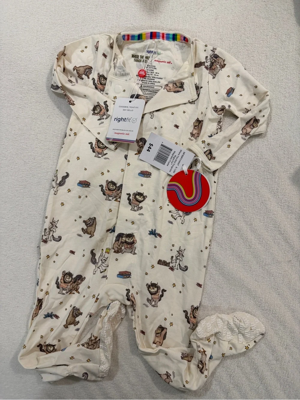 NWT Magnetic Me where the wild things are - 9-12M footed Footies